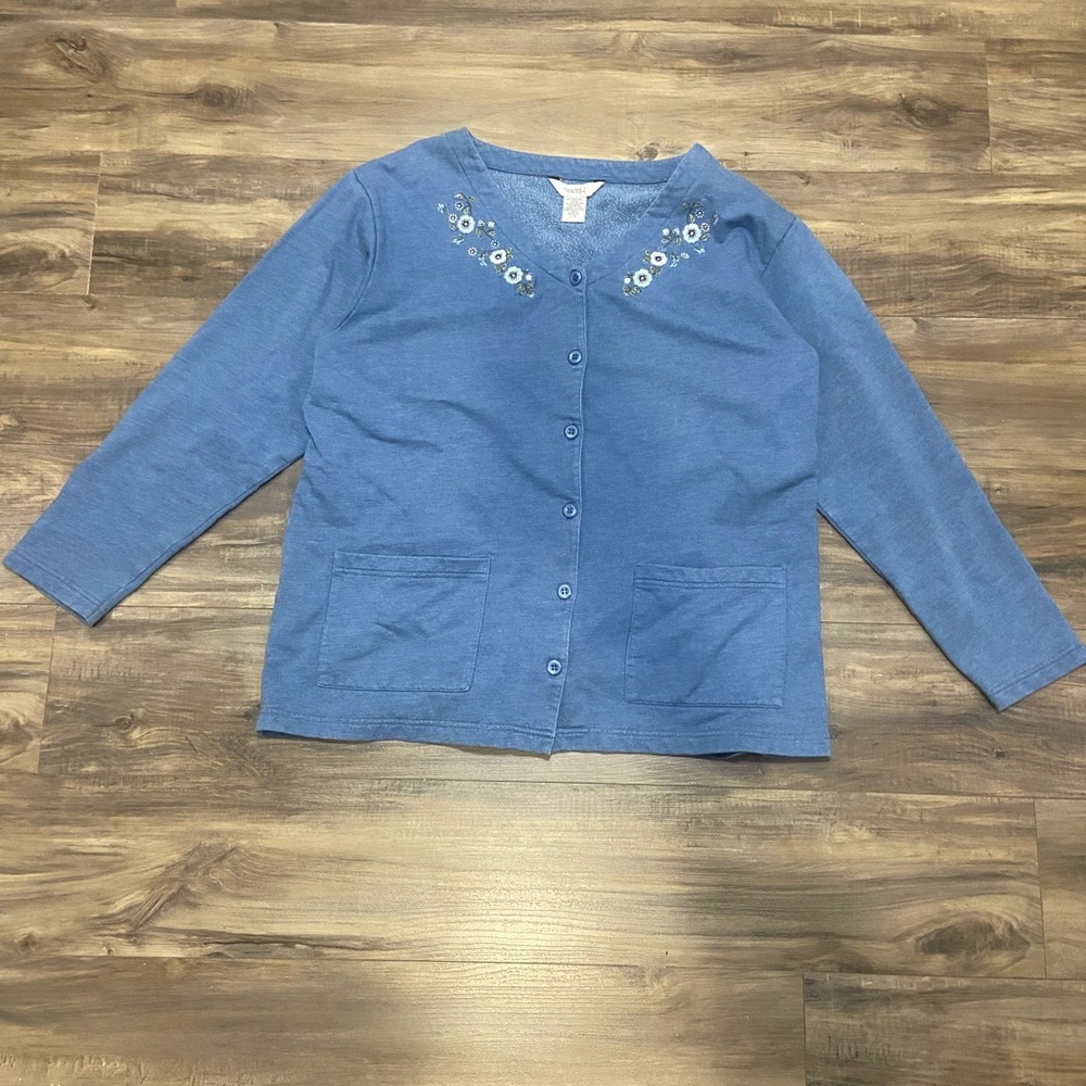 Northern Reflections Blue Embroidered Floral Cardigan - Picture 2 of 8